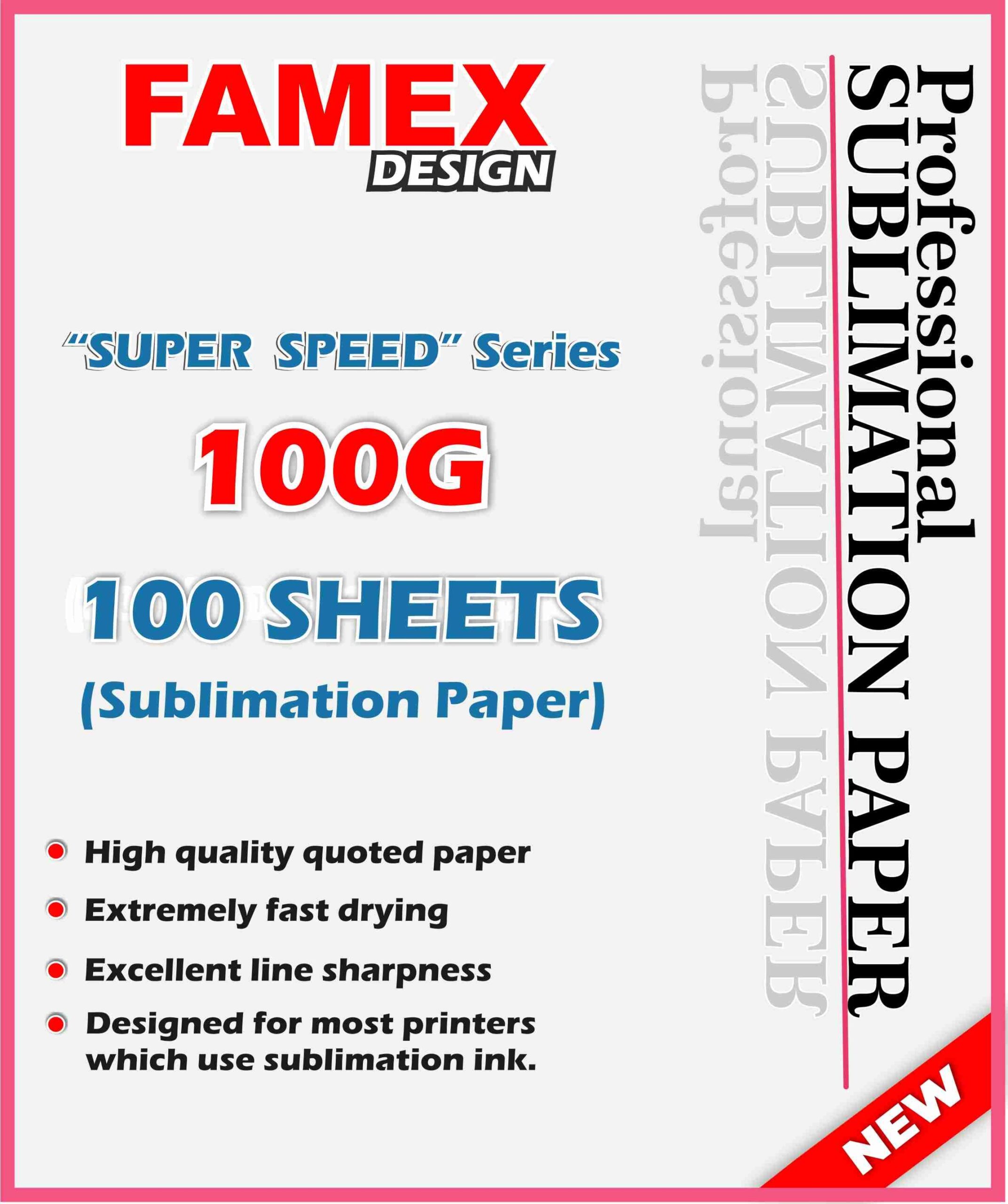 Famex Design Premium Sublimation Paper – 100g A4 (High-Speed Series)