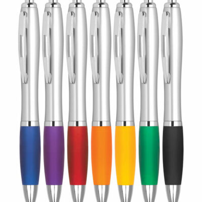 Famex Design Curvy Silver Retractable Pen - Blank Printable (1000-Pack)