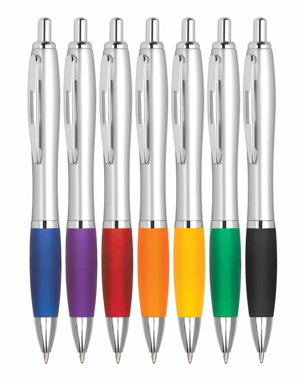 Famex Design Curvy Silver Retractable Pen - Blank Printable (1000-Pack)
